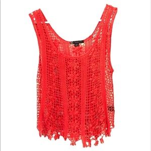 2/$30 Kadence - Red Crochet Fringe Tank Top Medium
